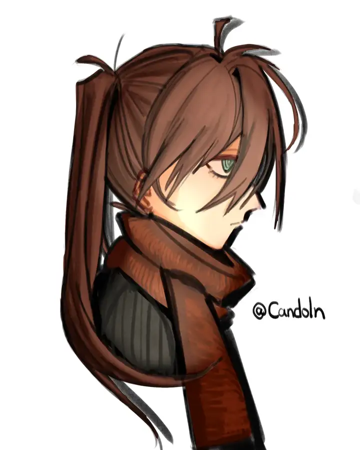 An headshot of Schden with red scraf.